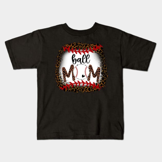 Ball Mom Leopard   Ball Mom Baseball Mom Kids T-Shirt by Wonder man 